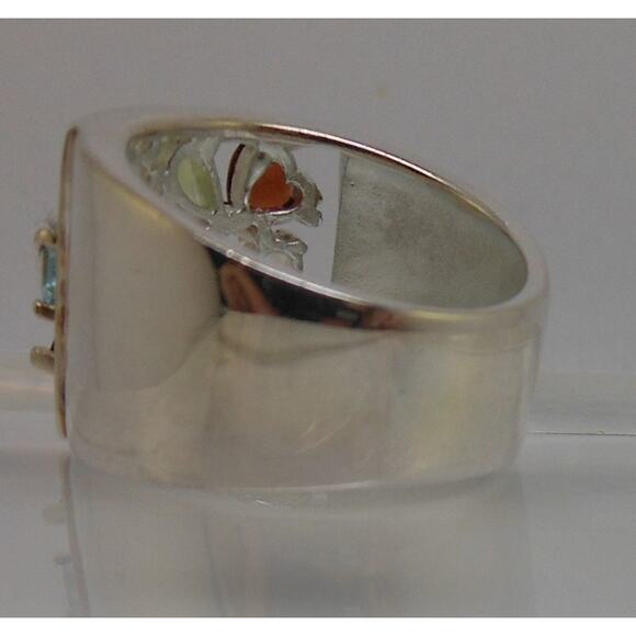 Vintage Gemstone Sterling Silver Ring Size 7 1990's Garnet Citrine Topaz Peridot - Picture 5 of 12